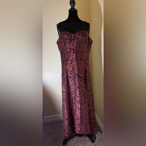 SLNY Strapless Black and Pink Dress